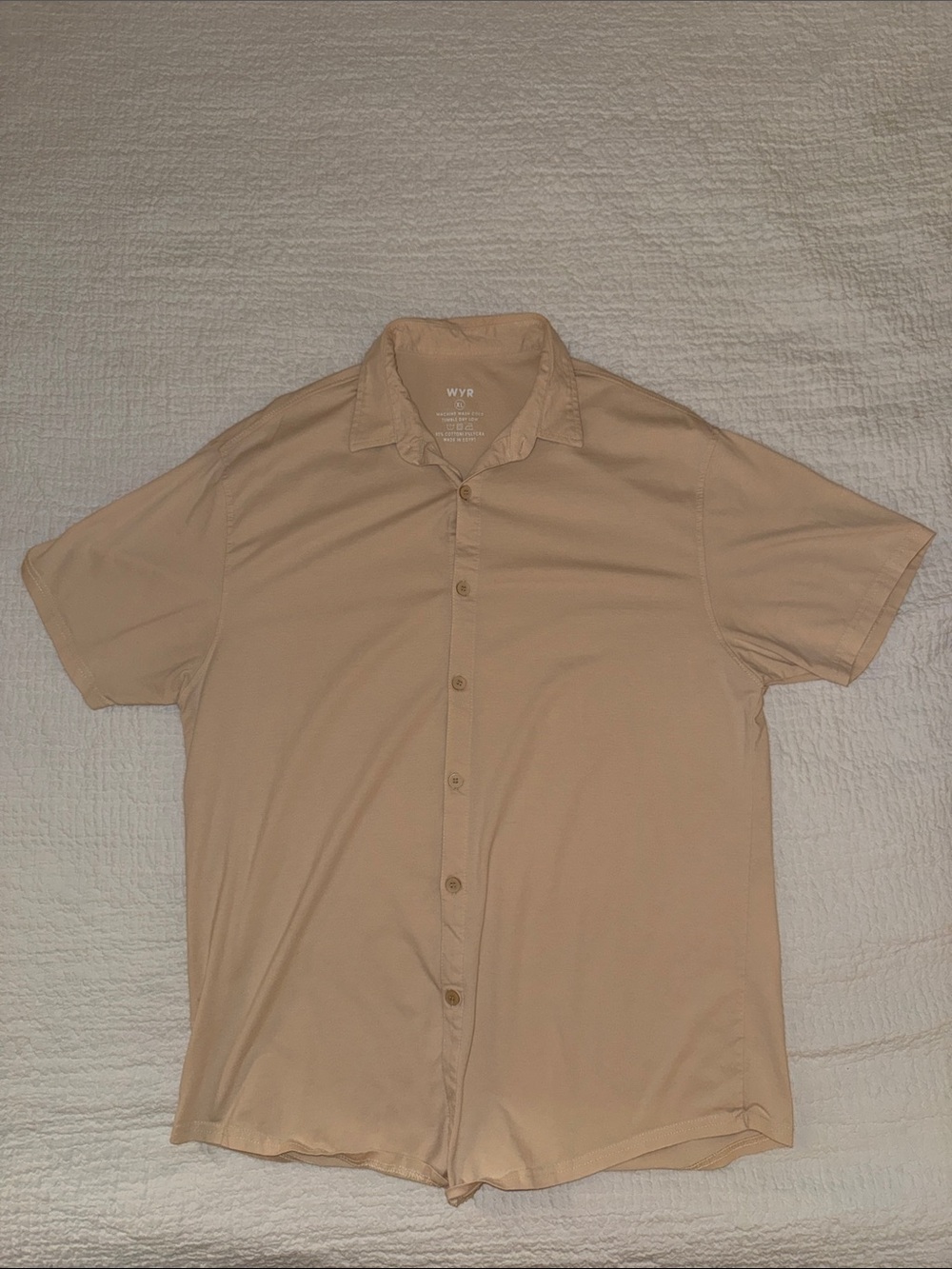 Wyr Men’s Cream Short-Sleeve Button-Up Shirt - XL